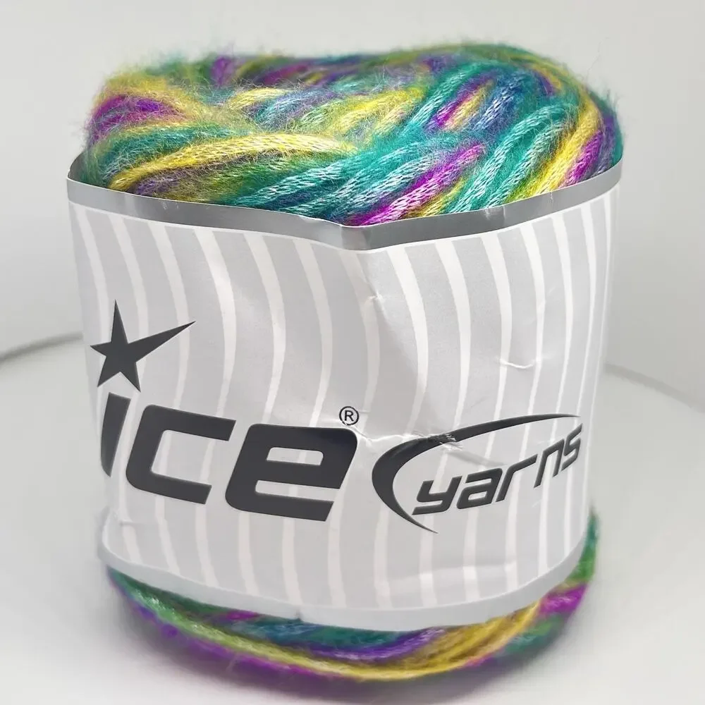 ICE Yarns Cakes Malaga Yarn, Green Purple Yellow Fuchsia
